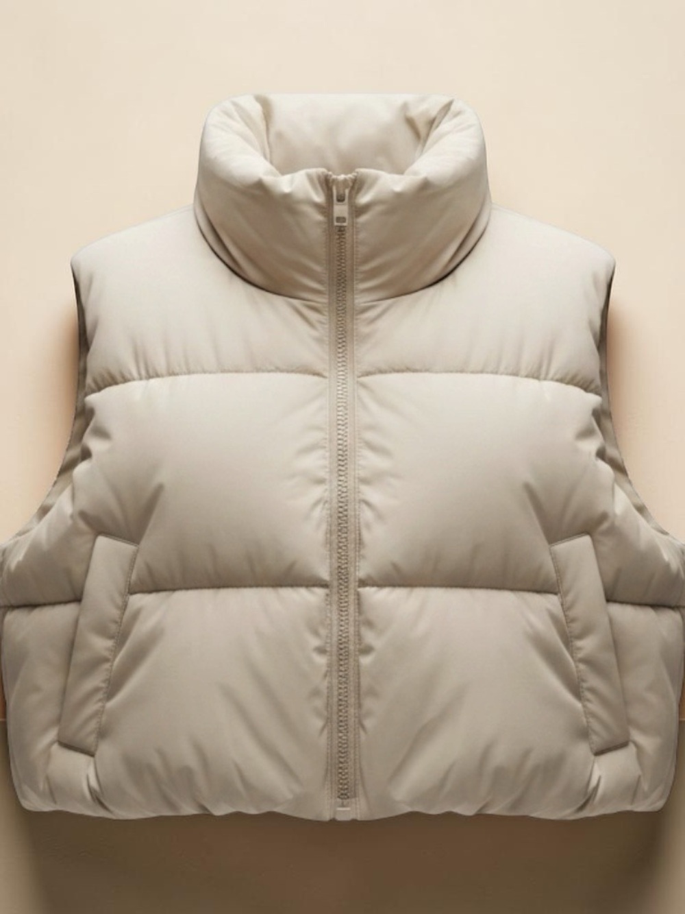 Women's Puffer Vest in Cream - Lightweight Quilted Vest